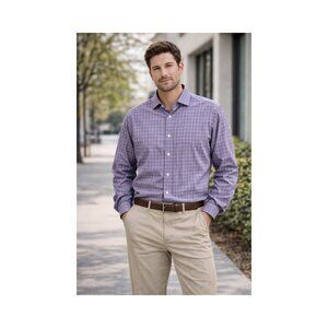 Peter Jackson‎ Button Up Shirt Mens Size Medium Purple Egyptian Cotton Office